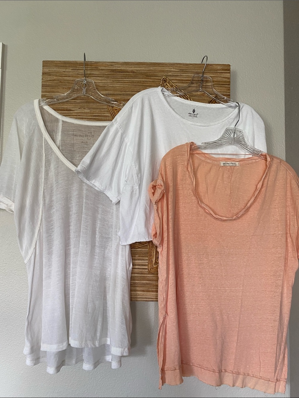 BUNDLE 3 Free People FP Oversized Short Sleeve Soft Tee Shirt Tops Peach S/M - Picture 1 of 16